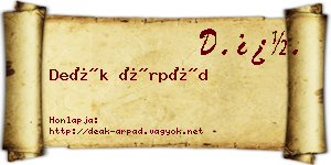 Deák Árpád névjegykártya