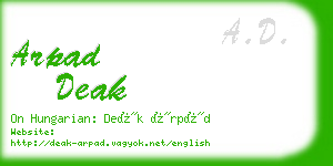 arpad deak business card